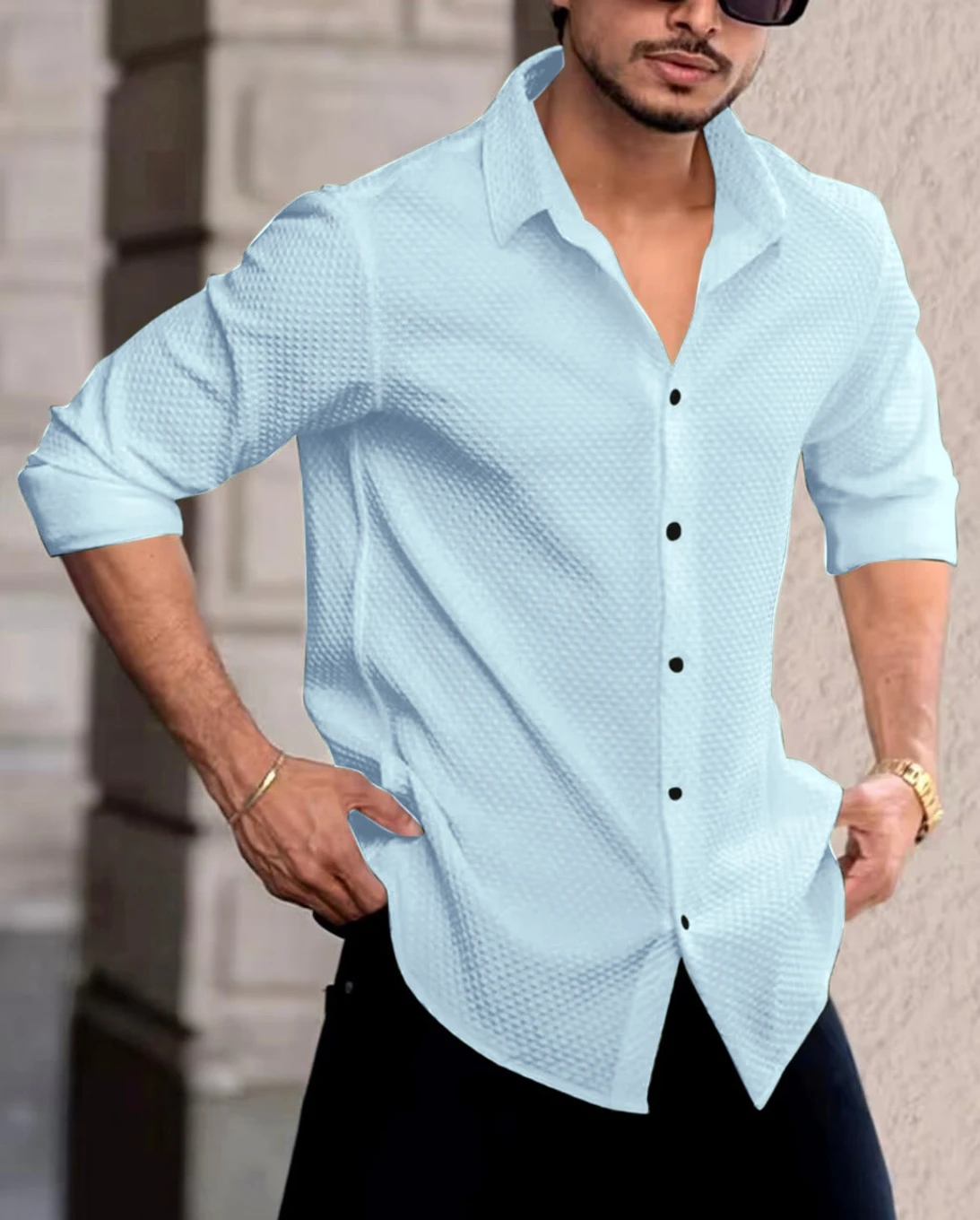 Men Regular Fit Self Design Casual Shirt