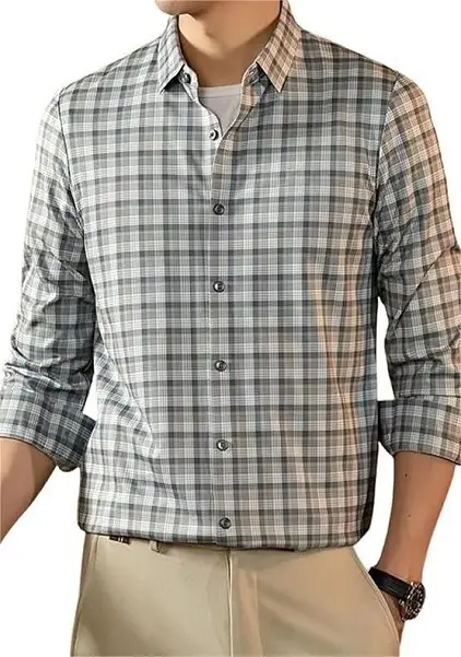 Small Check Shirt For Men Casual Shirt Full Sleeve