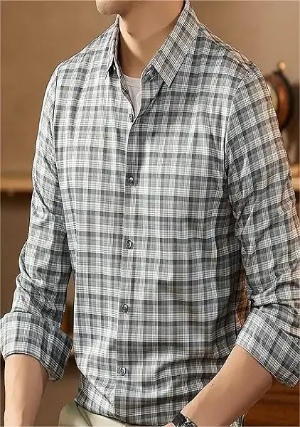Small Check Shirt For Men Casual Shirt Full Sleeve