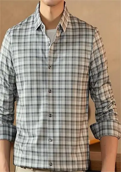 Small Check Shirt For Men Casual Shirt Full Sleeve