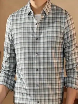 Small Check Shirt For Men Casual Shirt Full Sleeve
