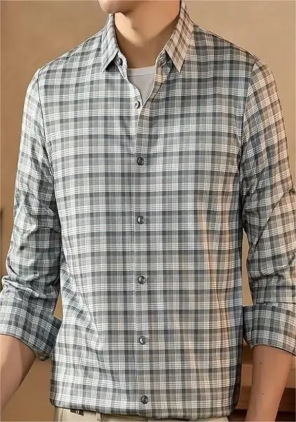Small Check Shirt For Men Casual Shirt Full Sleeve