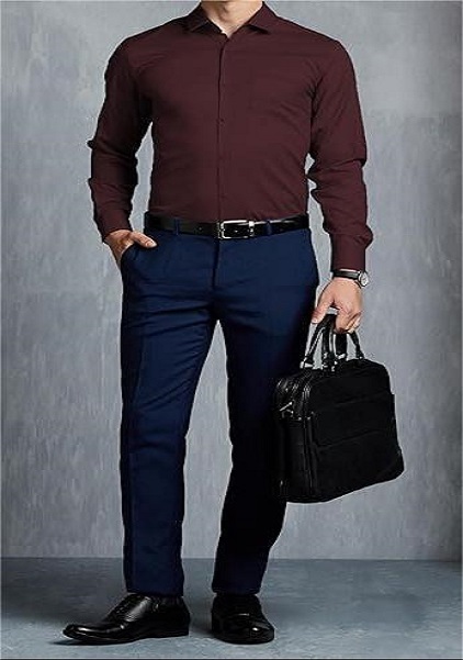 Wrinkle- Resistant Regular Fit Formal Shirt For Men Long Sleeve