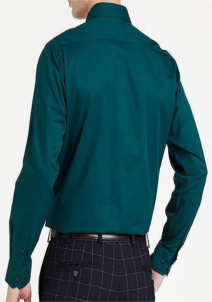 Solid Cotton Formal Shirt For Men Full Sleeve Plain Bottle Green Color