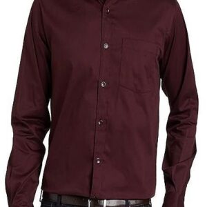 Formal Cotton Long Sleeve Shirt For Men Wine Color Regular Fit