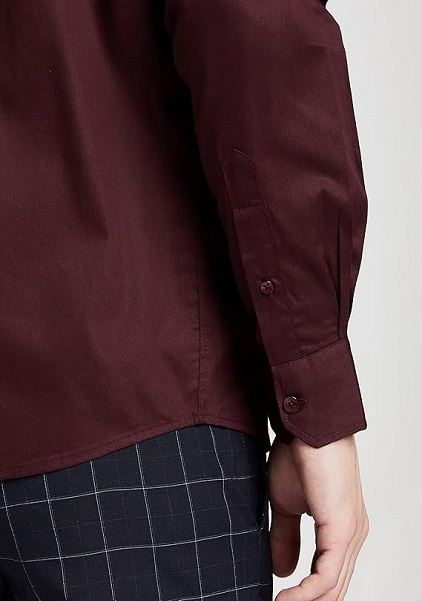 Formal Cotton Long Sleeve Shirt For Men Wine Color Regular Fit