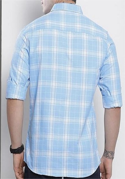 Men Regular Fit Checkered Full Sleeves Cutaway Collar Casual Shirt