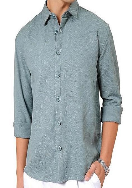 Shirt for Men Full Sleeve Cutaway Collar Resort Wear shirt