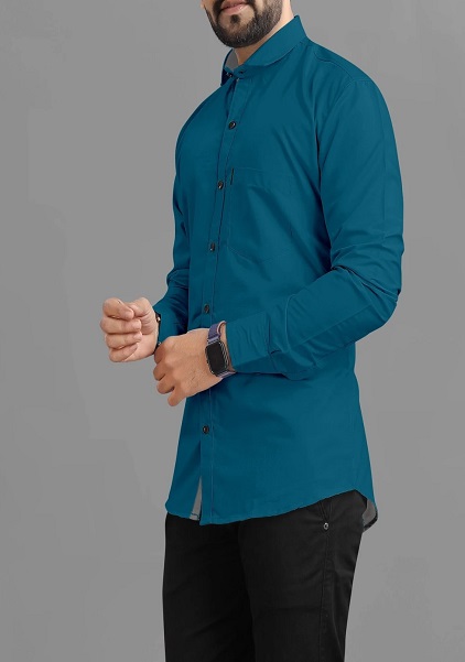 Men Regular Fit  Blue Color Formal Shirt
