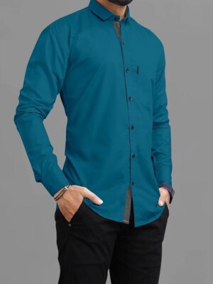 Men Regular Fit  Blue Color Formal Shirt