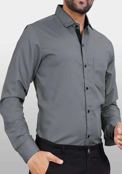 Regular Fit Solid Button Down Collar Formal Shirt