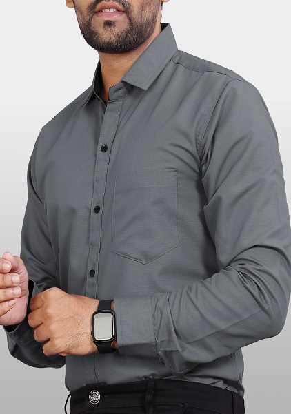 Regular Fit Solid Button Down Collar Formal Shirt