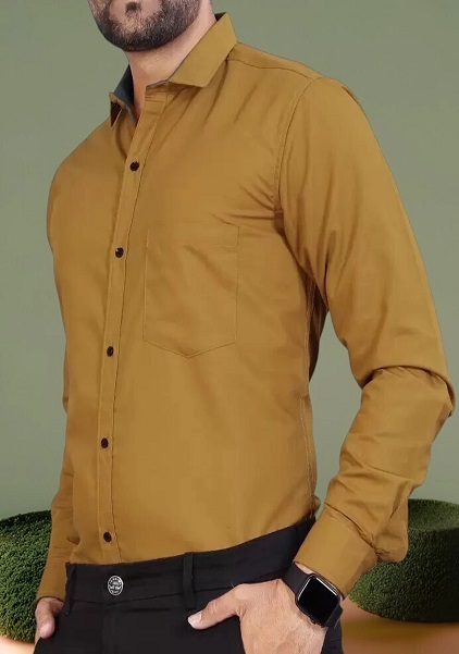 Men Regular Fit Solid Spread Collar Formal Shirt