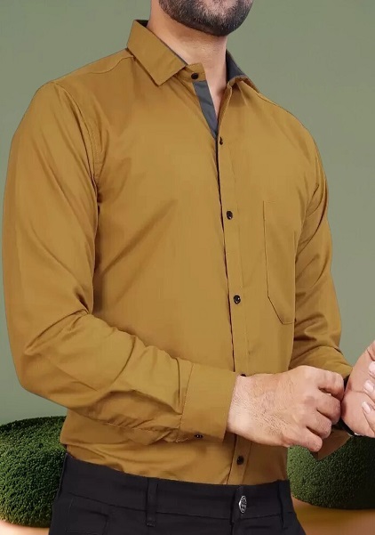 Men Regular Fit Solid Spread Collar Formal Shirt