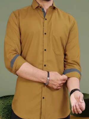 Men Regular Fit Solid Spread Collar Formal Shirt