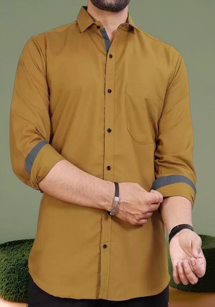 Men Regular Fit Solid Spread Collar Formal Shirt