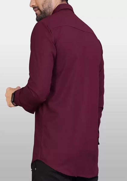 Maroon Color Spread Collar Formal Shirt For Men