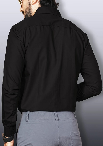 Black Colour Formal Shirt Regular Fit Button Down Collar