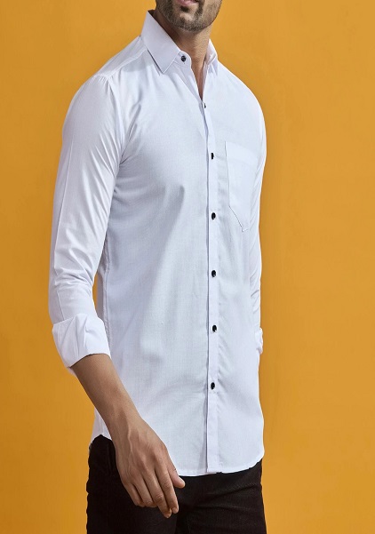 White Color Slim Fit Spread Collar Formal Shirt For Men