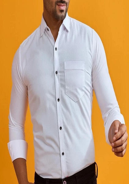 White Color Slim Fit Spread Collar Formal Shirt For Men