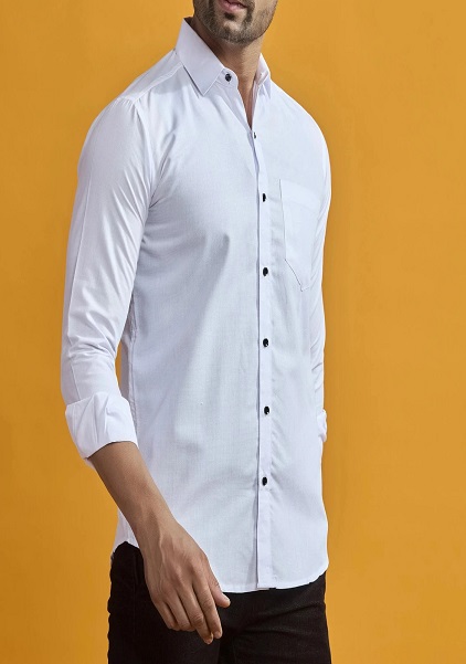 White Color Slim Fit Spread Collar Formal Shirt For Men