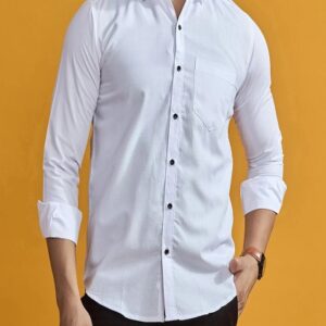 White Color Slim Fit Spread Collar Formal Shirt For Men
