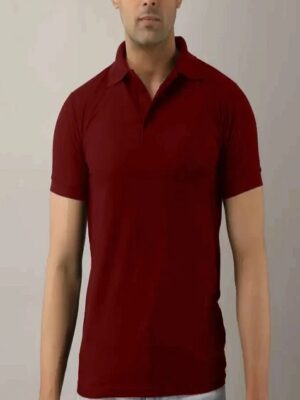 Polo Neck Tshirt For Men Maroon Color