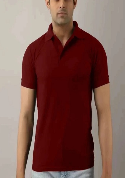 Polo Neck Tshirt For Men Maroon Color