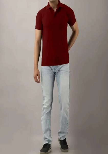 Polo Neck Tshirt For Men Maroon Color
