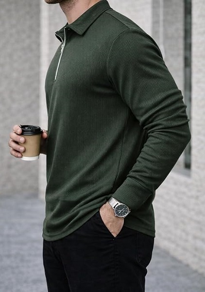 Soft Stretch Fabric Long Sleeve Premium Tshirt For Men