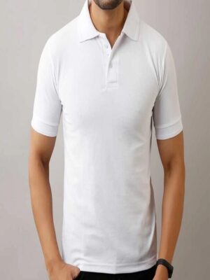 Polo Neck White Color Tshirt For Men