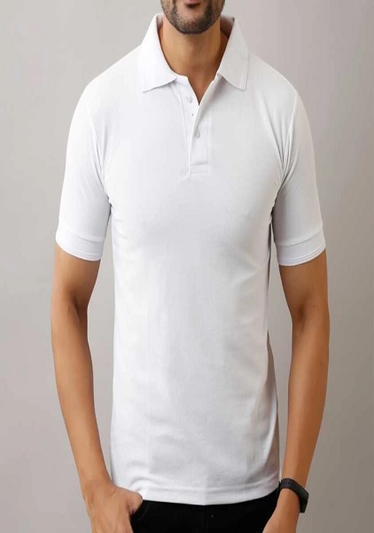 Polo Neck White Color Tshirt For Men