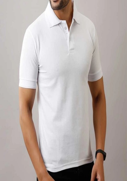 Polo Neck White Color Tshirt For Men