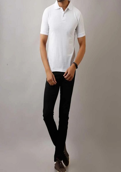 Polo Neck White Color Tshirt For Men