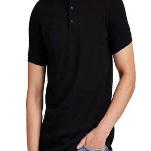 Mens Regular Fit Plain Half Sleeve T-shirt Mandarin Collar