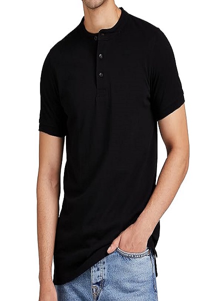 Mens Regular Fit Plain Half Sleeve T-shirt Mandarin Collar