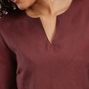 Elegant Women’s Zari A-Line Kurta with Flared Sleeves – Black & Maroon