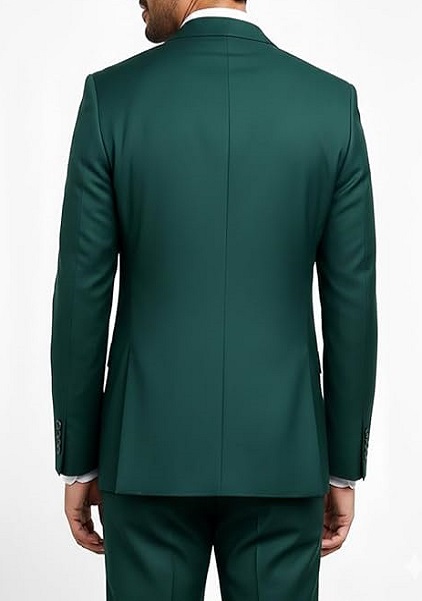 Mens Green Single Button Business Suit Jacket