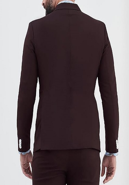 Double Breasted Maroon Slim Fit Formal Blazer For Men