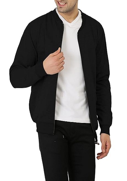 Mens Zipper Closure And 2 Side Pockets Jacket Regular Fit Long Sleeve