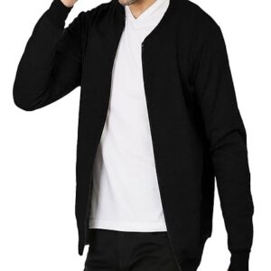 Mens Zipper Closure And 2 Side Pockets Jacket Regular Fit Long Sleeve