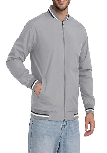 Polyester Lightweight Casual Zip-Up Jacket Slim Fit Standard Length Comfertable For All Seasons