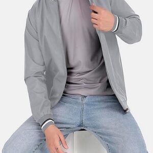 Polyester Lightweight Casual Zip-Up Jacket Slim Fit Standard Length Comfertable For All Seasons
