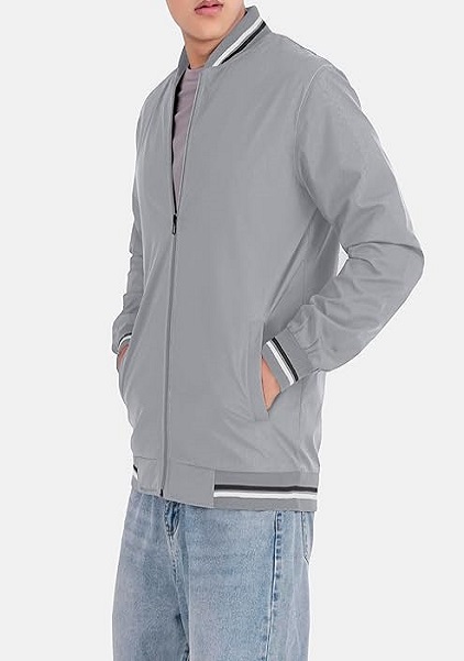 Polyester Lightweight Casual Zip-Up Jacket Slim Fit Standard Length Comfertable For All Seasons