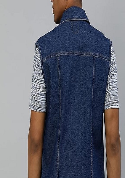 Mens Denim Jacket Jacket Sleeveless And Regular Fit