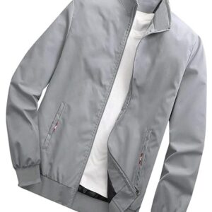 Casual Wear Mens Regular Fit Jacket For Men Full Sleeve And Light Grey Color
