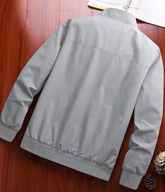 Casual Wear Mens Regular Fit Jacket For Men Full Sleeve And Light Grey Color