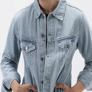 Mens Relaxed Fit Regular Fit Gray Color Denim Jacket