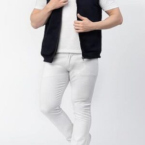 Cotton Blend Standard Length Sleevless Regular Fit Jacket For Men