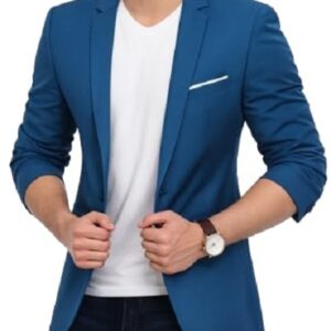 Mens Formal Blazer Single Breasted, Blue Color, Notch Lapel